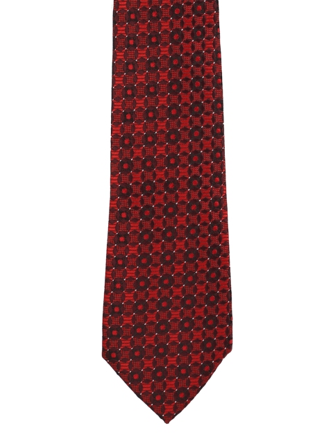 

Peter England Red & Black Woven Design Broad Tie