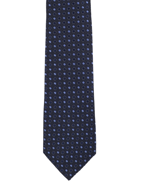 

Peter England Navy Blue Woven Design Broad Tie