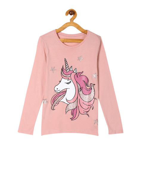 

The Childrens Place Girls Pink Printed Round Neck T-shirt