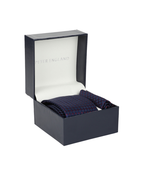 

Peter England Men Navy Blue Patterned Accessory Gift Set