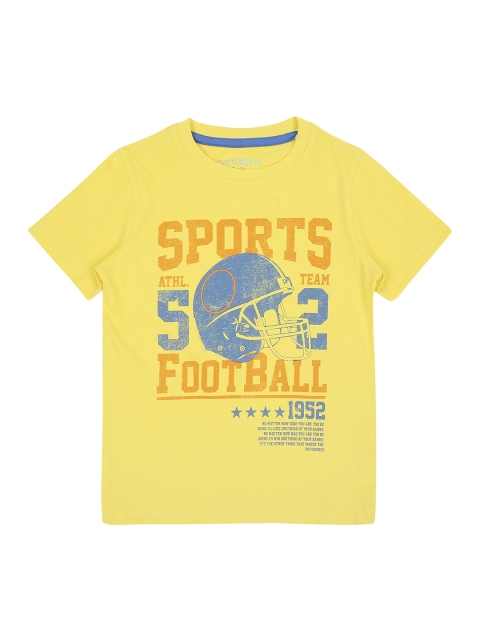 

CHALK by Pantaloons Boys Yellow Printed Round Neck Pure Cotton T-shirt