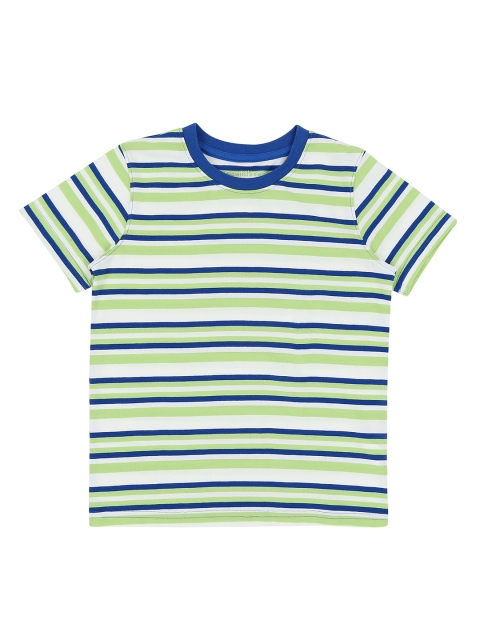 

CHALK by Pantaloons Boys Lime Green Blue Striped Round Neck Pure Cotton T-shirt