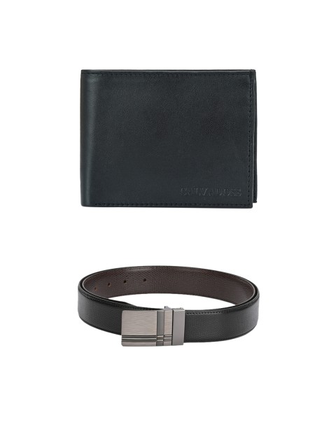 

Calvadoss Men Black & Brown Belt & Wallet Accessory Gift Set