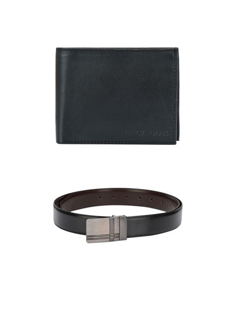 

Calvadoss Men Black & Brown Belt & Wallet Accessory Gift Set