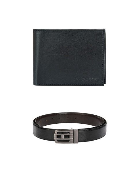 

Calvadoss Men Black & Brown Belt & Wallet Accessory Gift Set