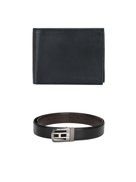 

Calvadoss Men Black & Brown Belt & Wallet Accessory Gift Set