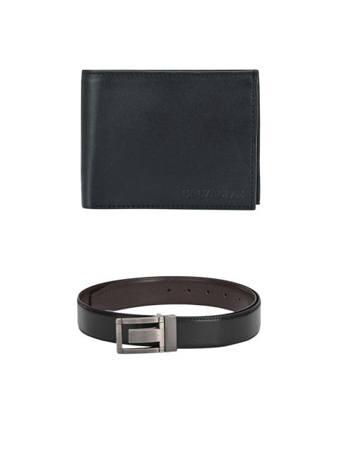 

Calvadoss Men Black & Brown Belt & Wallet Accessory Gift Set