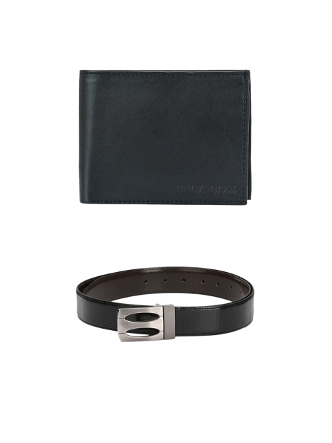 

Calvadoss Men Black & Brown Belt & Wallet Accessory Gift Set