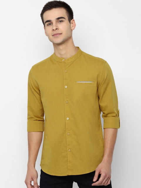 

People Men Yellow Regular Fit Solid Casual Shirt