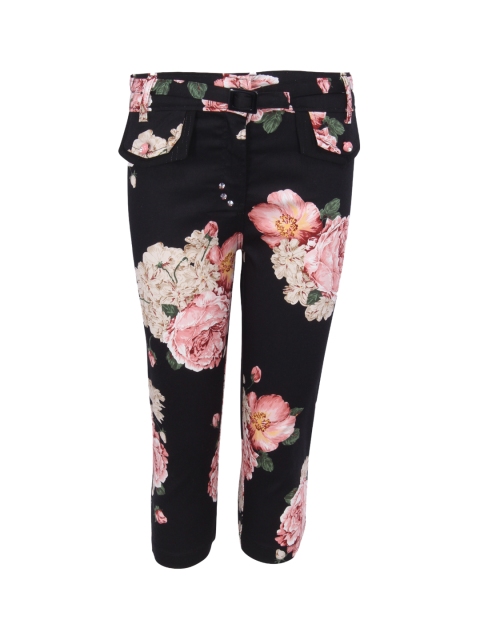 

CUTECUMBER Girls Black & Pink Printed Regular Fit Capris