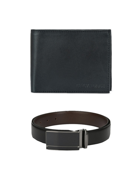 

Calvadoss Men Black & Brown Premium Belt and Wallet Accessory Gift Set