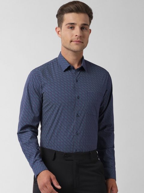 

Peter England Men Navy Blue Regular Fit Printed Formal Shirt