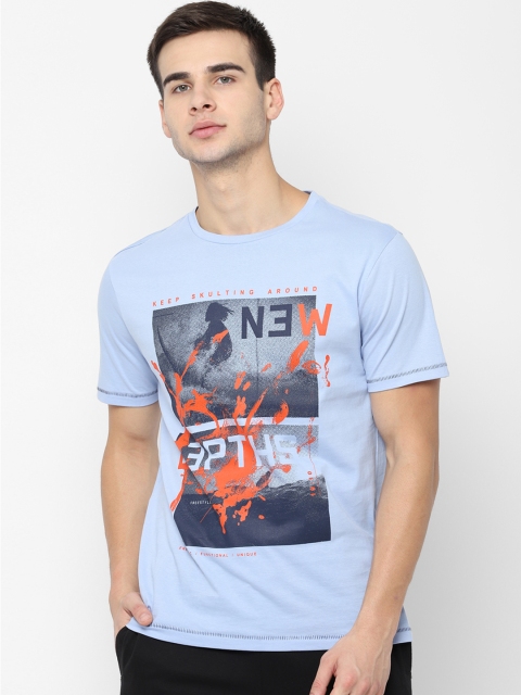 

SKULT by Shahid Kapoor Men Blue & Grey Printed Round Neck T-shirt