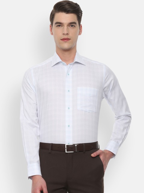 

Van Heusen Men White & Navy Blue Regular Fit Checked Formal Shirt