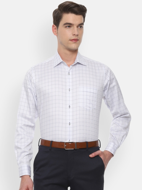 

Van Heusen Men White & Blue Regular Fit Checked Formal Shirt