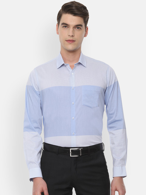 

Van Heusen Men Blue & White Slim Fit Colourblocked Formal Shirt