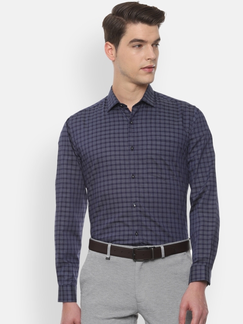 

Van Heusen Men Navy Blue Regular Fit Checked Formal Shirt
