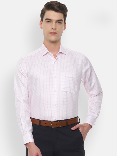 

Van Heusen Men Pink & White Regular Fit Checked Formal Shirt