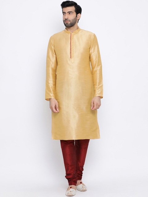 

NAMASKAR Men Beige Solid Straight Kurta