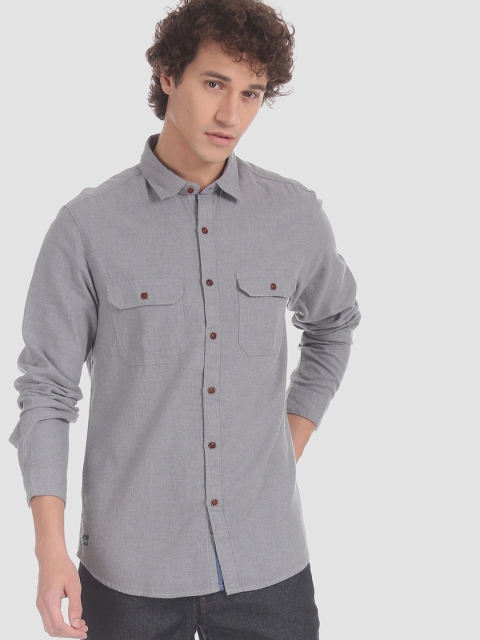 

RUF & TUF Men Grey Slim Fit Solid Casual Shirt