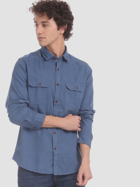 

RUF & TUF Men Blue Slim Fit Solid Casual Shirt