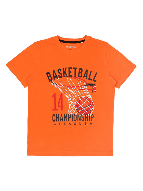 

POPPERS by Pantaloons Boys Orange Printed Round Neck T-shirt