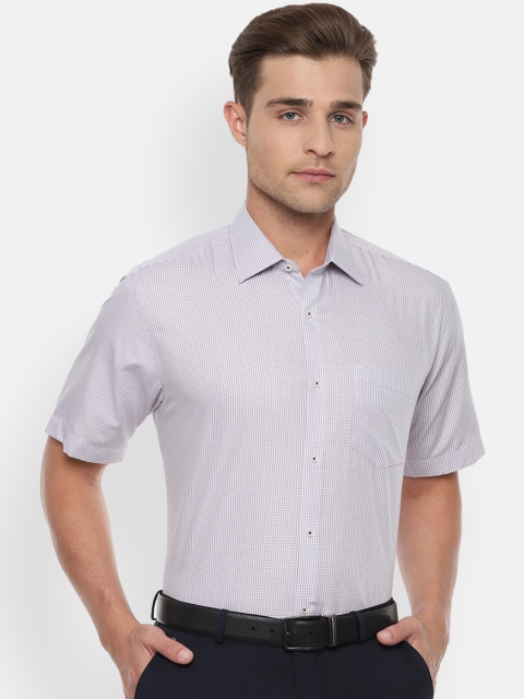 

Van Heusen Men Grey & White Regular Fit Checked Formal Shirt