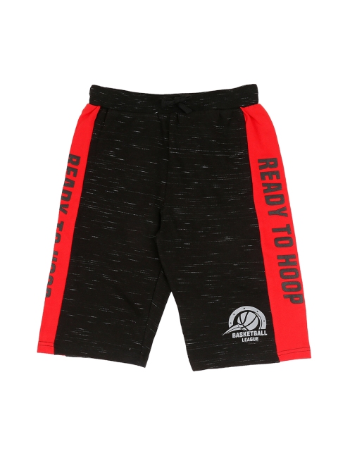 

Pantaloons Junior Boys Black & Red Printed Regular Shorts