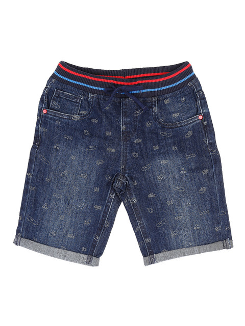 

Pantaloons Junior Boys Blue Washed Regular Fit Denim Shorts