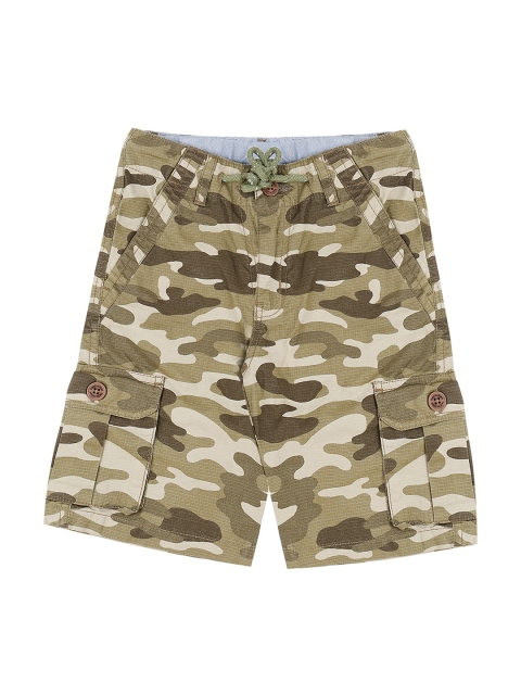 

Pantaloons Junior Boys Olive Green Printed Regular Fit Cargo Shorts