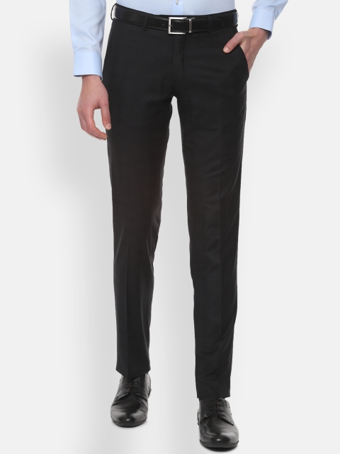 

Van Heusen Men Black Slim Fit Solid Formal Trousers