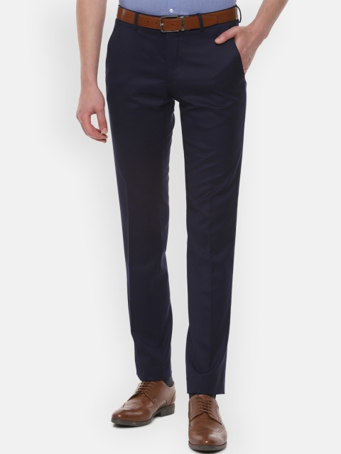 

Van Heusen Men Navy Blue Slim Fit Solid Formal Trousers