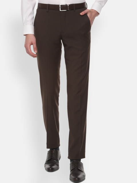 

Van Heusen Men Brown Slim Fit Solid Formal Trousers