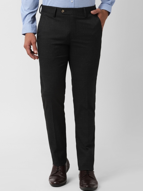 

Peter England Men Charcoal Grey Slim Fit Solid Formal Trousers