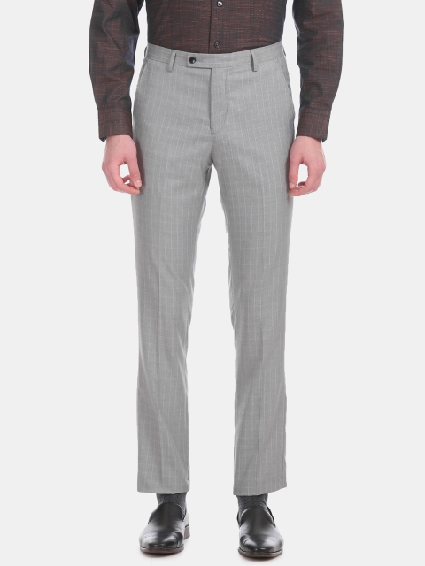 

Arrow Men Grey Melange Checked Tapered Fit Formal Trousers