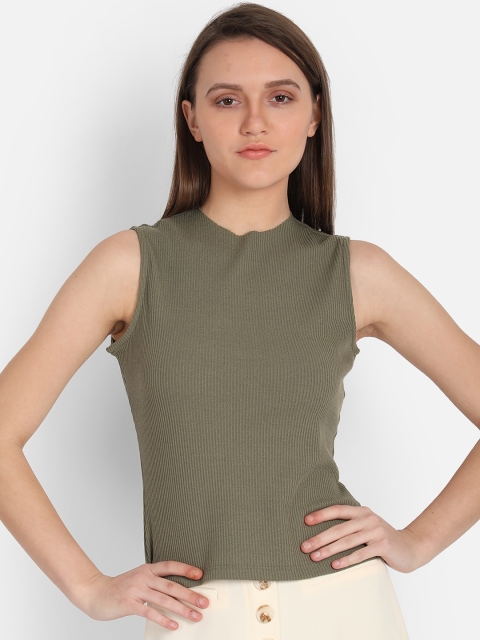 

COVER STORY Women Olive Green Solid Top