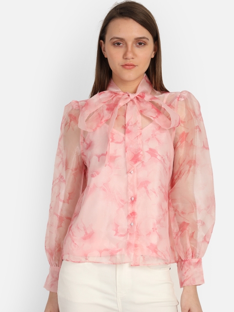

COVER STORY Women Pink Printed Shirt Style Top