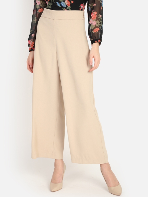 

COVER STORY Women Beige Loose Fit Solid Parallel Trousers