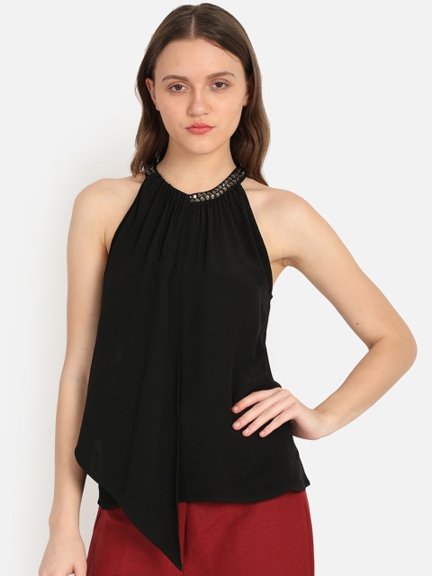 

COVER STORY Women Black Embellished A-Line Top