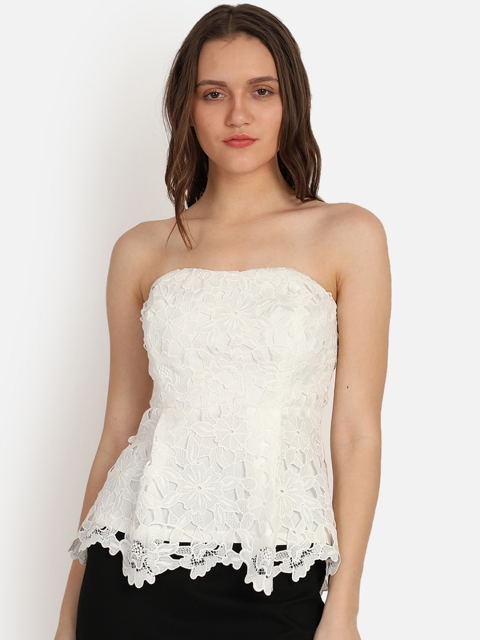 

COVER STORY Women Off-White Self Design Tube Top