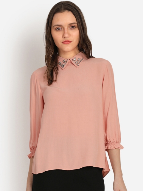 

COVER STORY Women Pink Embellished Shirt Style Top