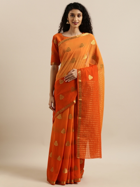 

MIMOSA Orange Poly Chiffon Woven Design Banarasi Saree