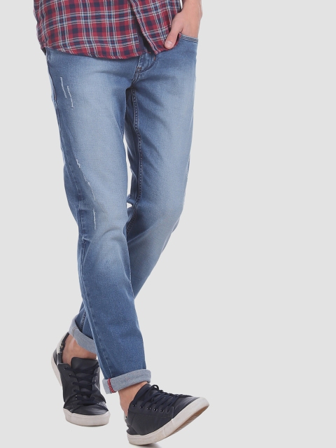 

RUF & TUF Men Blue Slim Fit Mid-Rise Low Distress Stretchable Jeans