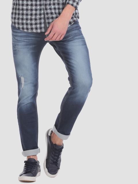 

RUF & TUF Men Blue Slim Fit Mid-Rise Low Distress Stretchable Jeans