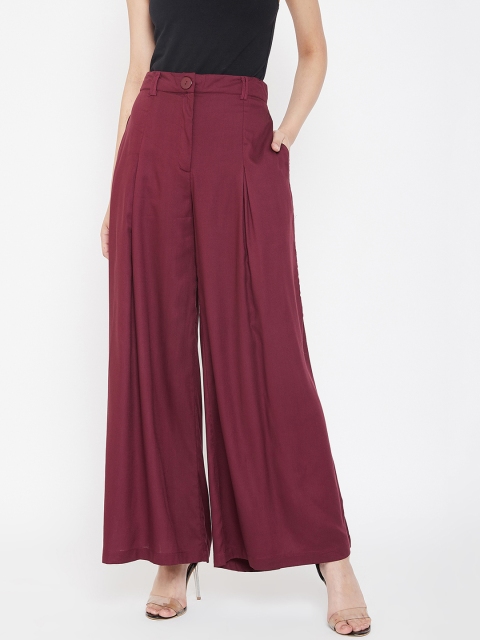 

PURYS Women Purple Smart Flared Solid Culottes