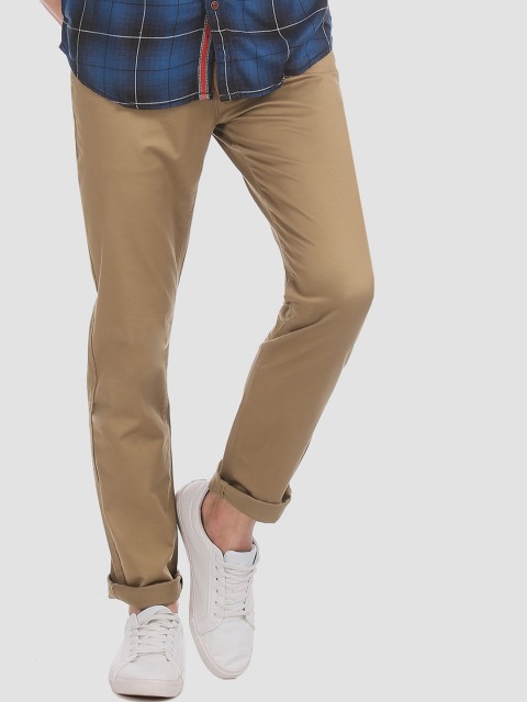

RUF & TUF Men Beige Slim Fit Solid Regular Trousers