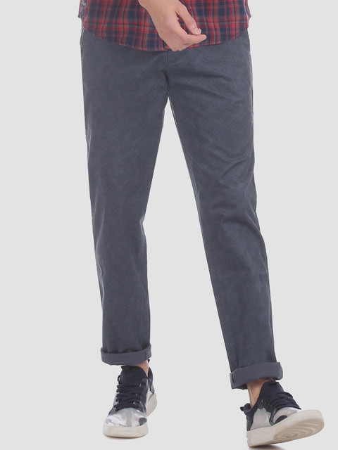 

RUF & TUF Men Blue Slim Fit Printed Regular Trousers