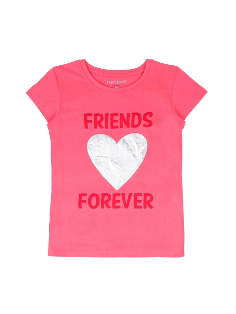 

Pantaloons Junior Girls Pink & Red Printed Round Neck T-shirt