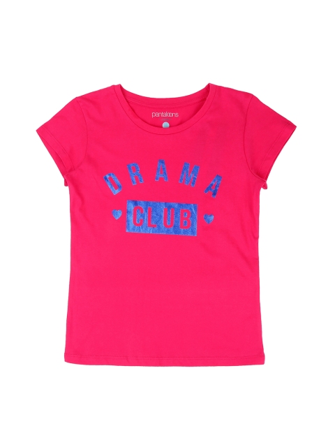 

Pantaloons Junior Girls Pink & Blue Printed Round Neck T-shirt