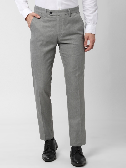 

Peter England Men Grey Slim Fit Solid Formal Trousers